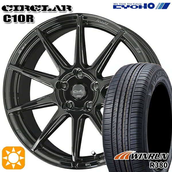 【取付対象】マツダ6 エクストレイル 225/60R18 104V XL ウィンラン R380 KYOHO サーキュラー C10R グロスブラック 18インチ 7.0J 5H114.3 サマータイヤホイールセット