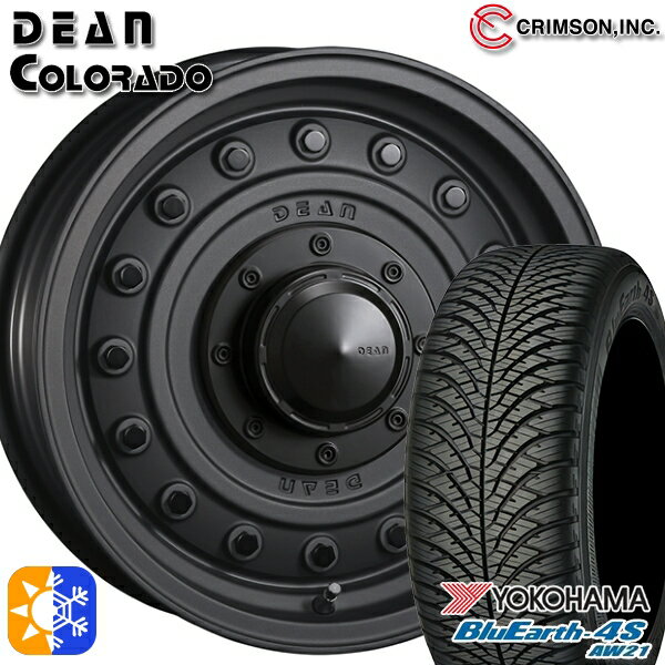 エルグランド クロスロード 215/65R16 98H ヨコハマ ブルーアース 4S AW21 クリムソン ディーン コロラド マットチャコールブラック 16インチ 7.0J 5H114.3 オールシーズンタイヤホイールセット