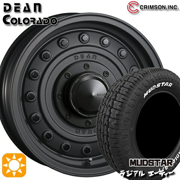 【取付対象】エルグランド クロスロード 215/65R16 109/107L マッドスター ラジアル A/T ホワイトレター クリムソン ディーン コロラド マットチャコールブラック 16インチ 7.0J 5H114.3 サマータイヤホイールセット