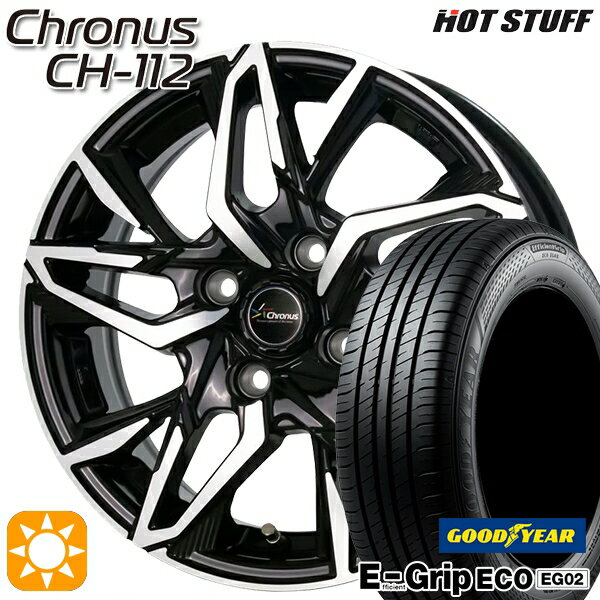 【取付対象】フィット アクア 185/60R15 84H グッドイヤー エフィシェントグリップ EG02 HotStuff ホットスタッフ クロノス CH-112 15インチ 5.5J 4H100 サマータイヤホイールセット