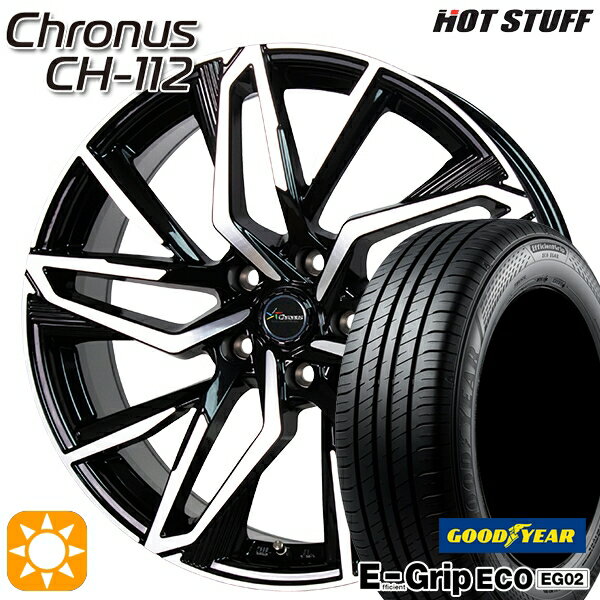 【取付対象】30/50プリウス カローラ 195/65R15 91H グッドイヤー エフィシェントグリップ EG02 HotStuff ホットスタッフ クロノス CH-112 15インチ 6.0J 5H100 サマータイヤホイールセット