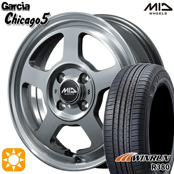 【取付対象】エブリィワゴン 165/60R14 75H ウィンラン R380 MID ガルシアシカゴ5 メタリックグレーポリッシュ 14インチ 4.5J 4H100 サマータイヤホイールセット