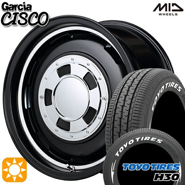 【取付対象】215/65R16 109/107R トーヨー H30 ホワイトレター MID ガルシアシスコ セミグロスブラック 16インチ 6.5J 6H139.7 サマータイヤホイールセット