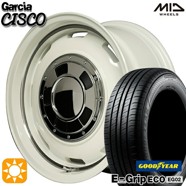 【取付対象】165/60R15 77H グッドイヤー エフィシェントグリップ EG02 MID ガルシアシスコ ホワイト 15インチ 4.5J 4H100 サマータイヤホイールセット