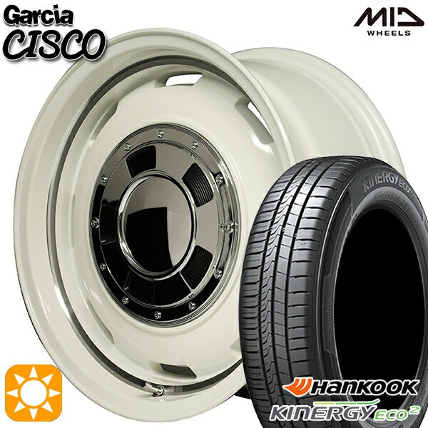 【取付対象】165/60R14 75H ハンコック KlnERGy ECO2 K435 MID ガルシアシスコ ホワイト 14インチ 4.5J 4H100 サマータイヤホイールセット