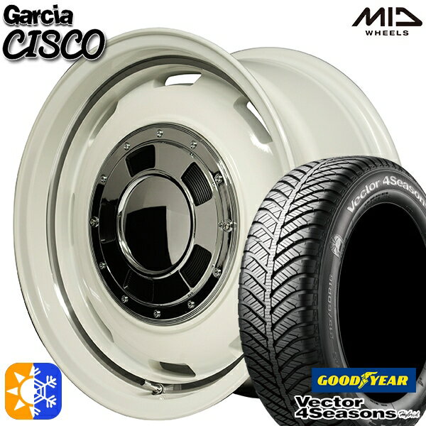 155/65R14 75H グッドイヤー ベクター フォーシーズンズ MID ガルシアシスコ 14インチ 4.5J 4H100 オールドイングリッシュホワイトリムヴァーレイポリッシュ オールシーズンタイヤホイールセット