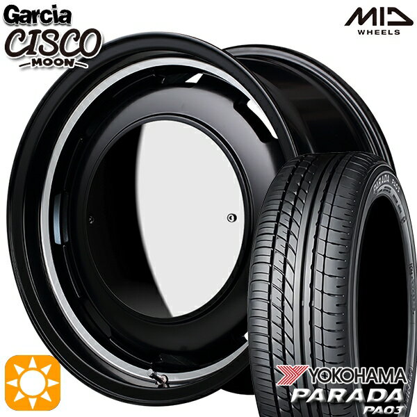 【取付対象】軽トラ 165/55R14C 95/93N ヨコハマ パラダ PA03 MID ガルシアシスコムーン セミグロスブラック 14インチ 4.5J 4H100 サマータイヤホイールセット