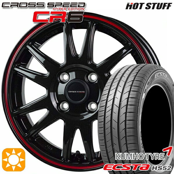 【取付対象】タンク ルーミー 195/45R16 84V XL クムホ エクスタ HS52 HotStuff ホットスタッフ クロススピード CR6 グロスガンメタレッドライン 16インチ 6.0J 4H100 サマータイヤホイールセット