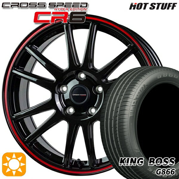 【取付対象】225/45R18 95W XL キングボス G866 HotStuff ホットスタッフ クロススピード CR6 グロスガンメタレッドライン 18インチ 7.5J 5H114.3 サマータイヤホイールセット