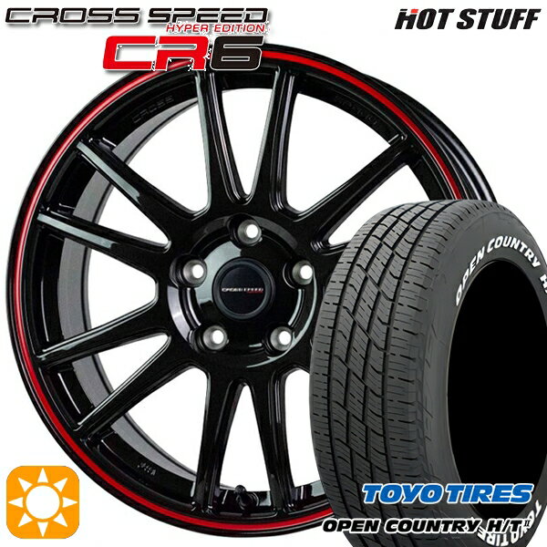 【取付対象】デリカD5 アウトランダー 225/55R18 98H トーヨー オープンカントリー H/T2 WL HotStuff ホットスタッフ クロススピード CR6 グロスガンメタレッドライン 18インチ 8.0J 5H114.3 サマータイヤホイールセット