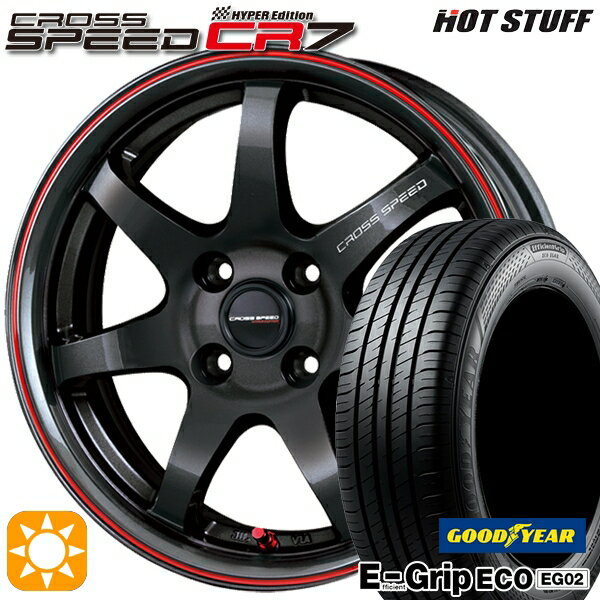 【取付対象】フィット アクア 185/60R15 84H グッドイヤー エフィシェントグリップ EG02 HotStuff ホットスタッフ クロススピード CR7 GGM&R 15インチ 5.5J 4H100 サマータイヤホイールセット