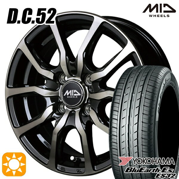 【取付対象】155/55R14 69V ヨコハマ ブルーアース ES32 MID ユーロスピード DC52 ブラックポリッシュ+アーミーブラッククリア 14インチ 4.5J 4H100 サマータイヤホイールセット