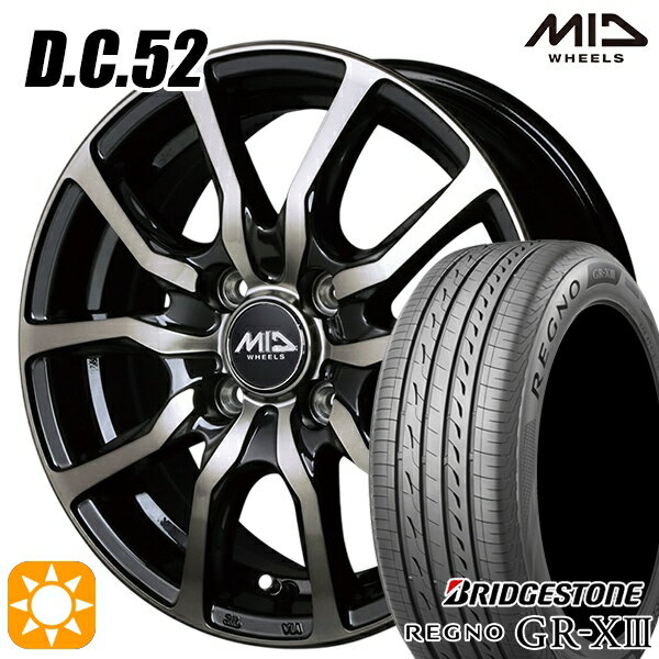 【取付対象】フィット アクア 185/60R15 84H ブリヂストン レグノ GR-X3 MID ユーロスピード DC52 ブラックポリッシュ+アーミーブラッククリア 15インチ 5.5J 4H100 サマータイヤホイールセット