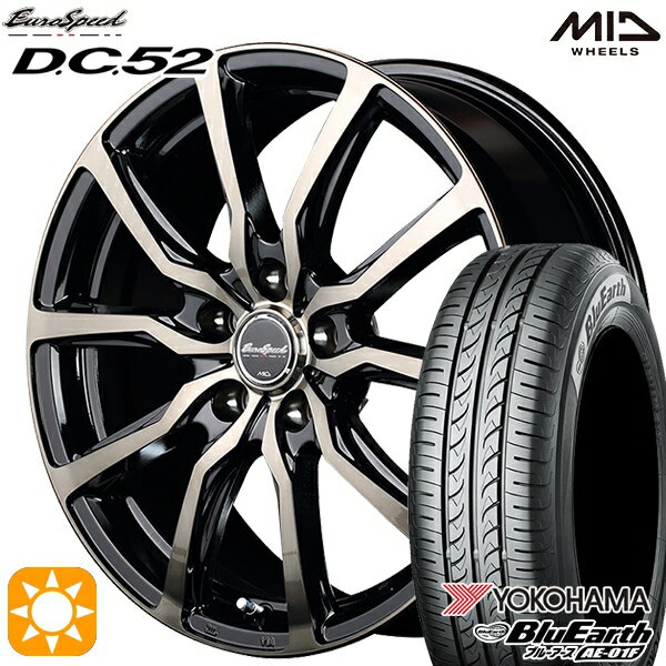 【取付対象】ヤリスクロス 205/65R16 95H ヨコハマ ブルーアース AE01F MID ユーロスピード DC52 ブラックポリッシュ+アーミーブラッククリア 16インチ 6.5J 5H114.3 サマータイヤホイールセット