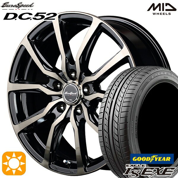 【取付対象】セレナ 215/40R18 89W XL グッドイヤー イーグル LSEXE MID ユーロスピード DC52 18インチ 7.0J 5H114.3 ブラックポリッシュ+アーミーブラッククリア サマータイヤホイールセット