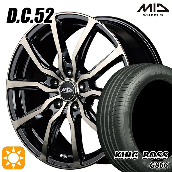 【取付対象】215/50R17 95W XL キングボス G866 MID ユーロスピード DC52 ブラックポリッシュ+アーミーブラッククリア 17インチ 7.0J 5H100 サマータイヤホイールセット