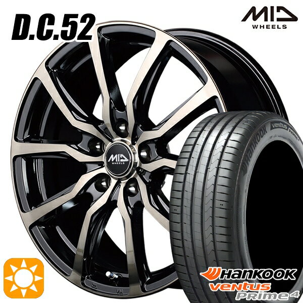 【取付対象】プリウスα ストリーム 205/60R16 96V XL ハンコック veNtus PRime4 K135 MID ユーロスピード DC52 ブラックポリッシュ+アーミーブラッククリア 16インチ 6.5J 5H114.3 サマータイヤホイールセット