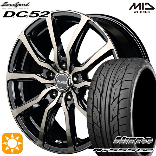 【取付対象】セレナ 215/40R18 89W XL ニットー NT555 G2 MID ユーロスピード DC52 ブラックポリッシュ+アーミーブラッククリア 18インチ 7.0J 5H114.3 サマータイヤホイールセット