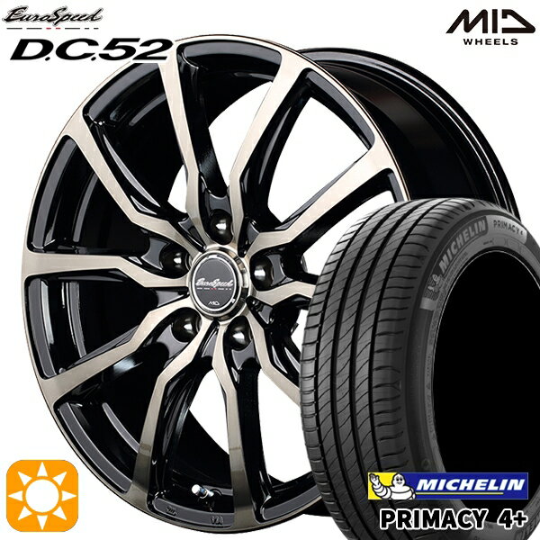 【取付対象】アイシス ノア 215/45R17 91W XL ミシュラン プライマシー4プラス MID ユーロスピード DC52 ブラックポリッシュ+アーミーブラッククリア 17インチ 7.0J 5H114.3 サマータイヤホイールセット