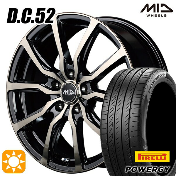 【取付対象】ヴェゼル オデッセイ 215/60R16 95H ピレリ パワジー MID ユーロスピード DC52 ブラックポリッシュ+アーミーブラッククリア 16インチ 6.5J 5H114.3 サマータイヤホイールセット