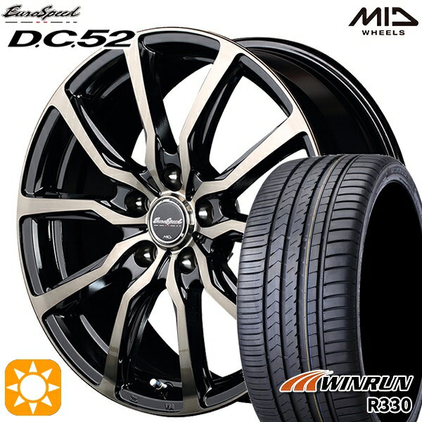 【取付対象】セレナ 215/40R18 89W XL ウィンラン R330 MID ユーロスピード DC52 ブラックポリッシュ+アーミーブラッククリア 18インチ 7.0J 5H114.3 サマータイヤホイールセット