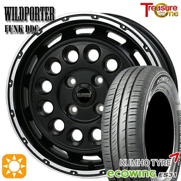 【取付対象】155/65R14 75T クムホ エコウィング ES31 トレジャーワン ワイルドポーターファンク DDC MB/RP 14インチ 4.5J 4H100 サマータイヤホイールセット