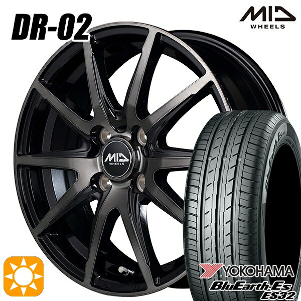 【取付対象】エブリィワゴン 165/60R14 75T ヨコハマ ブルーアース ES32 MID シュナイダー DR02 ブラックポリッシュ＋ブラッククリア 14インチ 4.5J 4H100 サマータイヤホイールセット