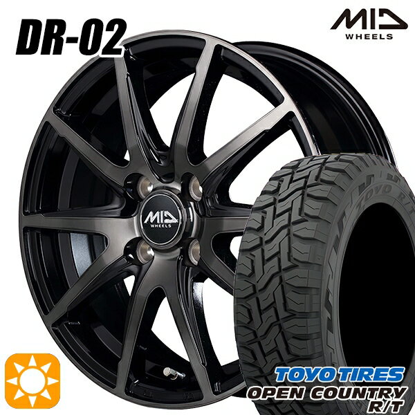 【取付対象】145/80R12 80/78N LT トーヨー オープンカントリー R/T MID シュナイダー DR02 ブラックポリッシュ＋ブラッククリア 12インチ 3.5J 4H100 サマータイヤホイールセット