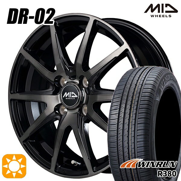 【取付対象】エブリィワゴン 165/60R14 75H ウィンラン R380 MID シュナイダー DR02 ブラックポリッシュ＋ブラッククリア 14インチ 4.5J 4H100 サマータイヤホイールセット