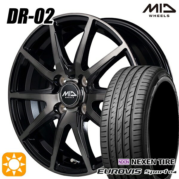 【取付対象】165/60R14 75H ロードストーン ユーロビズ Sport 04 MID シュナイダー DR02 ブラックポリッシュ＋ブラッククリア 14インチ 4.5J 4H100 サマータイヤホイールセット