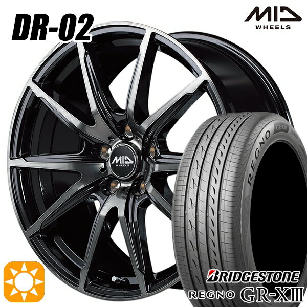 【取付対象】リーフ アクセラ 205/55R16 91V ブリヂストン レグノ GR-X3 MID シュナイダー DR02 ブラックポリッシュ＋ブラッククリア 16インチ 6.5J 5H114.3 サマータイヤホイールセット