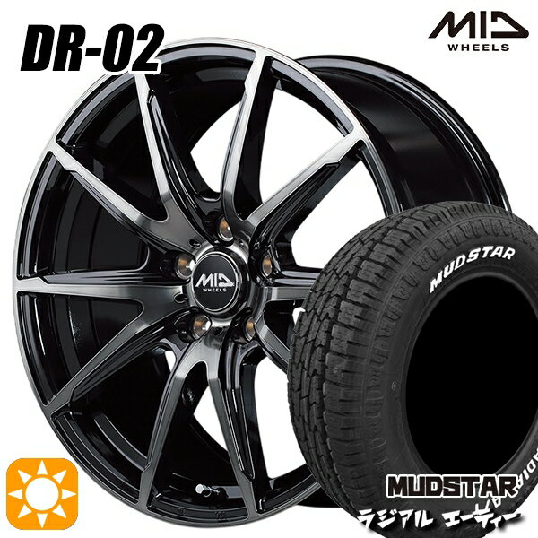 【取付対象】エルグランド クロスロード 215/65R16 109/107L マッドスター ラジアル A/T ホワイトレター MID シュナイダー DR02 ブラックポリッシュ＋ブラッククリア 16インチ 6.5J 5H114.3 サマータイヤホイールセット