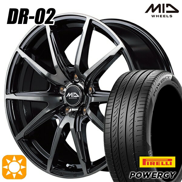 【取付対象】205/55R16 91V ピレリ パワジー MID シュナイダー DR02 ブラックポリッシュ＋ブラッククリア 16インチ 6.5J 5H100 サマータイヤホイールセット