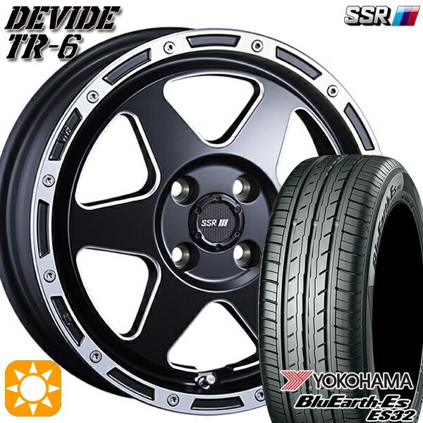 【取付対象】165/60R14 75T ヨコハマ ブルーアース ES32 SSR ディバイド TR6 フラットブラックポリッシュ 14インチ 4.5J 4H100 サマータイヤホイールセット