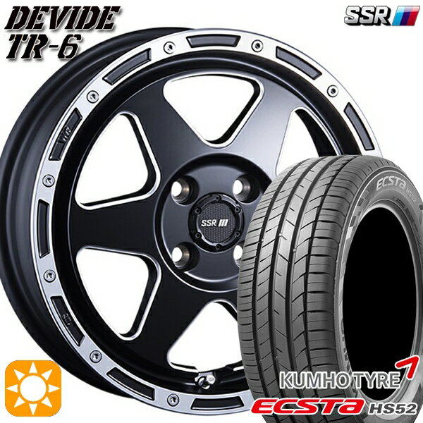 【取付対象】195/45R16 84V XL クムホ エクスタ HS52 SSR ディバイド TR6 フラットブラックポリッシュ 16インチ 6.5J 4H100 サマータイヤホイールセット