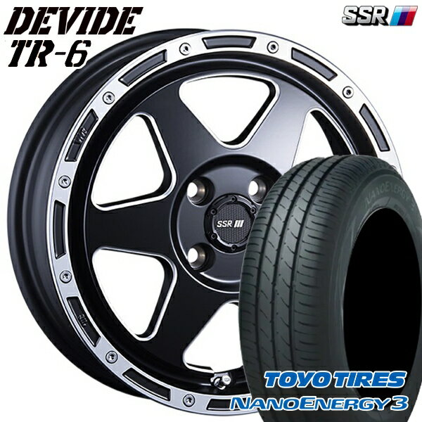 【取付対象】165/60R14 75H トーヨー ナノエナジー3 SSR ディバイド TR6 フラットブラックポリッシュ 14インチ 4.5J 4H100 サマータイヤホイールセット