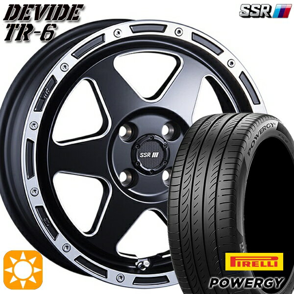 【取付対象】195/55R16 87V ピレリ パワジー SSR ディバイド TR6 フラットブラックポリッシュ 16インチ 6.5J 4H100 サマータイヤホイールセット