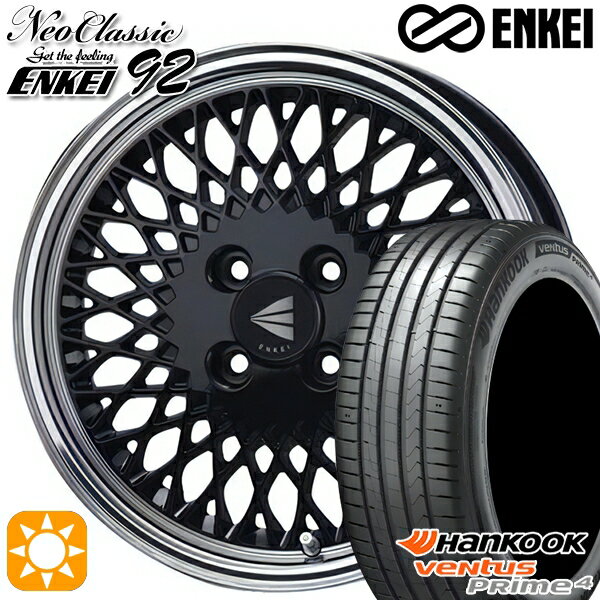 【取付対象】195/50R16 88V XL ハンコック veNtus PRime4 K135 ENKEI ネオクラシック エンケイ92 ブラックwithマシンドリップ 16インチ 6.5J 4H100 サマータイヤホイールセット