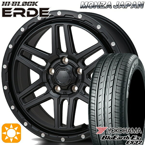 【取付対象】リーフ レヴォーグ 215/50R17 95V XL ヨコハマ ブルーアース ES32 モンツァ ハイブロック エルデ サテンブラック/ミーリング 17インチ 7.5J 5H114.3 サマータイヤホイールセット