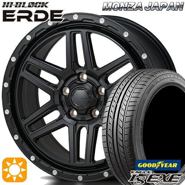 【取付対象】アイシス ノア 215/45R17 91W XL グッドイヤー イーグル LSEXE モンツァ ハイブロック エルデ サテンブラック/ミーリング 17インチ 7.5J 5H114.3 サマータイヤホイールセット