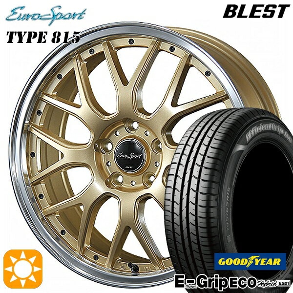 【取付対象】リーフ レヴォーグ 215/50R17 91V グッドイヤー エフィシェントグリップ エコ EG01 BLEST ユーロスポーツ タイプ815 セミグロスゴールド 17インチ 7.0J 5H114.3 サマータイヤホイールセット