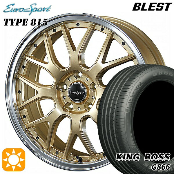 【取付対象】215/50R17 95W XL キングボス G866 BLEST ユーロスポーツ タイプ815 セミグロスゴールド 17インチ 7.0J 5H100 サマータイヤホイールセット
