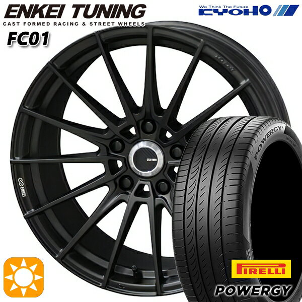 【取付対象】アルファード ヴェルファイア 245/40R19 98W XL ピレリ パワジー KYOHO エンケイチューニング FC01 セミグロスブラック×ロゴレーザーエッジング 19インチ 8.0J 5H114.3 サマータイヤホイールセット