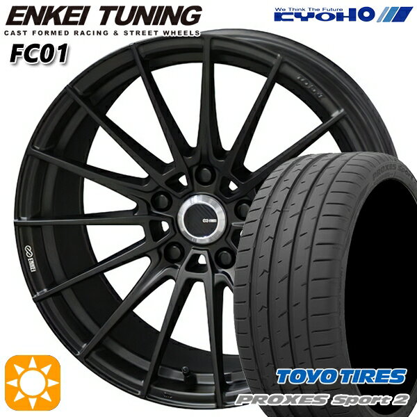 【取付対象】225/45R18 95Y XL トーヨー プロクセススポーツ2 KYOHO エンケイチューニング FC01 セミグロスブラック×ロゴレーザーエッジング 18インチ 8.0J 5H114.3 サマータイヤホイールセット