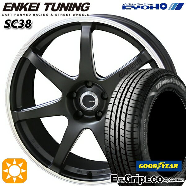 【取付対象】リーフ レヴォーグ 215/50R17 91V グッドイヤー エフィシェントグリップ エコ EG01 KYOHO エンケイチューニング SC38 マットブラック×リムエンドポリッシュ 17インチ 7.0J 5H114.3 サマータイヤホイールセット