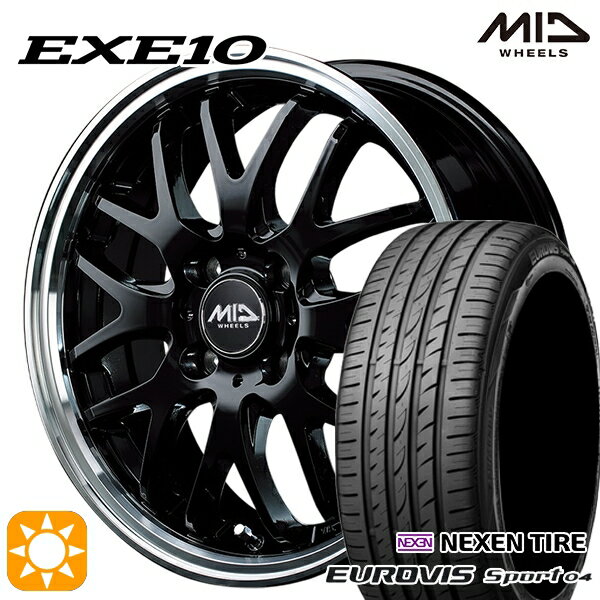 【取付対象】165/60R14 75H ロードストーン ユーロビズ Sport 04 MID ヴァーテックワン EXE10 グロッシーブラック/リムポリッシュ 14インチ 4.5J 4H100 サマータイヤホイールセット