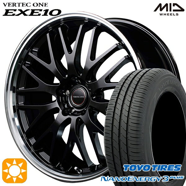 【取付対象】215/45R18 89W トーヨー ナノエナジー3プラス MID ヴァーテックワン EXE10 グロッシーブラック/リムポリッシュ 18インチ 7.0J 5H114.3 サマータイヤホイールセット