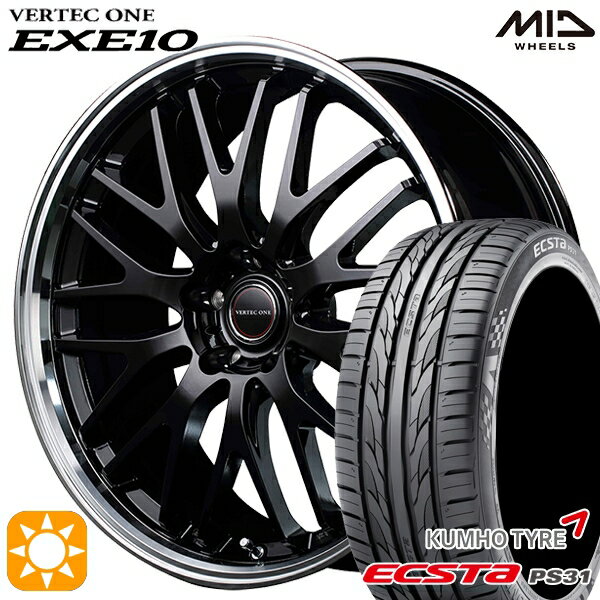 【取付対象】ジェイド アクセラ 225/40R18 92W XL クムホ エクスタ PS31 MID ヴァーテックワン EXE10 グロッシーブラック/リムポリッシュ 18インチ 7.0J 5H114.3 サマータイヤホイールセット