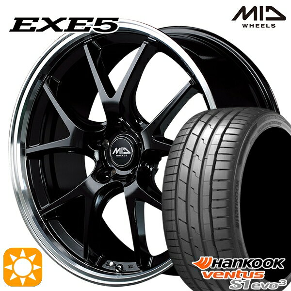 【取付対象】セレナ 215/40R18 89Y XL ハンコック veNtus S1 evo3 K127 MID ヴァーテックワン EXE5 グロッシーブラック/リムポリッシュ 18インチ 7.0J 5H114.3 サマータイヤホイールセット