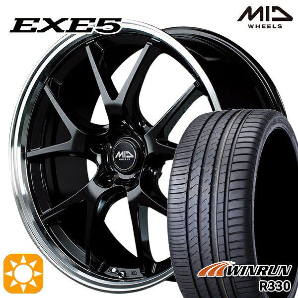 【取付対象】ノア ヴォクシー 215/35R19 85W XL ウィンラン R330 MID ヴァーテックワン EXE5 グロッシーブラック/リムポリッシュ 19インチ 8.0J 5H114.3 サマータイヤホイールセット